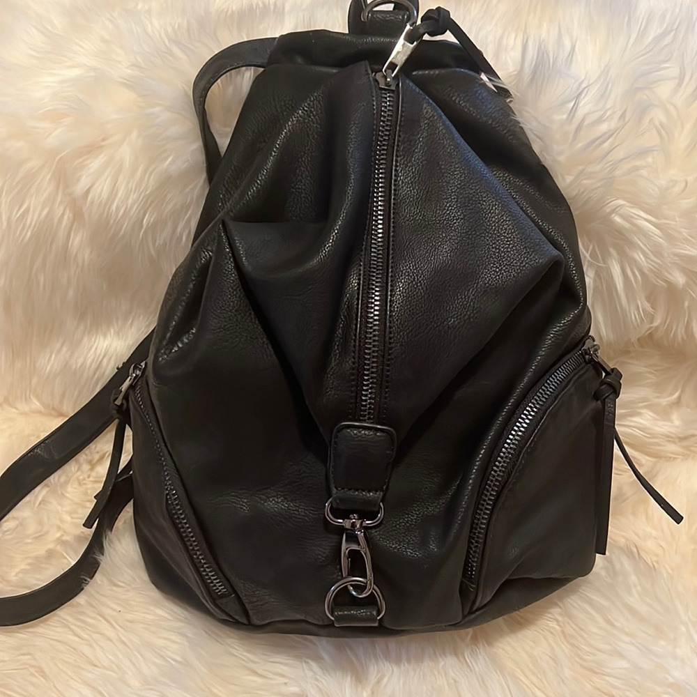 Saks Fifth Avenue black leather backpack purse